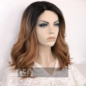 Dark Brown Copper Blonde Ombre Wavy Lace Wig 12" | Alyssa